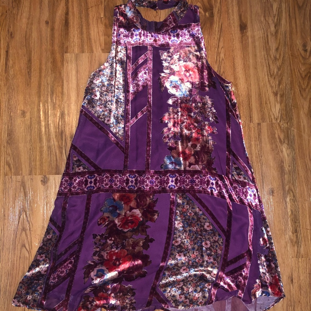 Purple and pink velvet patterned dress